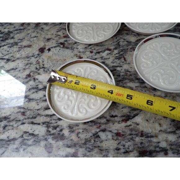 Lenox Coasters Seville Collection Platinum Trim 4" Set of 4 - Picture 4 of 6